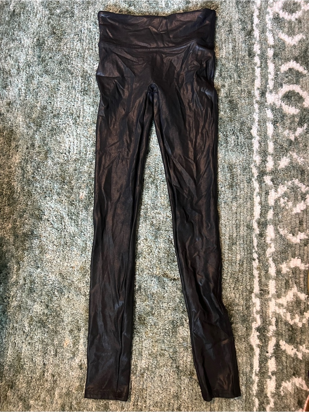 SPANX Black High-Waist Faux Leather Leggings Size XS
